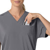 Force Cross-Flex Women's Oversized V-Neck Scrub Top Pewter hemline detail