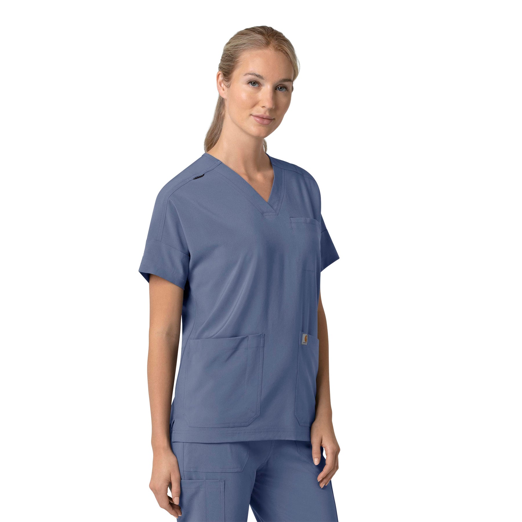 Force Cross-Flex Women's Oversized V-Neck Scrub Top Riverside side view