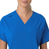 Force Cross-Flex Women's Oversized V-Neck Scrub Top Royal front detail