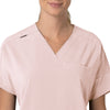 Carhartt Force Cross-Flex Women's Oversized V-Neck Scrub Top - Soft Rose v-neck with badge loop