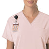 Carhartt Force Cross-Flex Women's Oversized V-Neck Scrub Top - Soft Rose badge loop detail