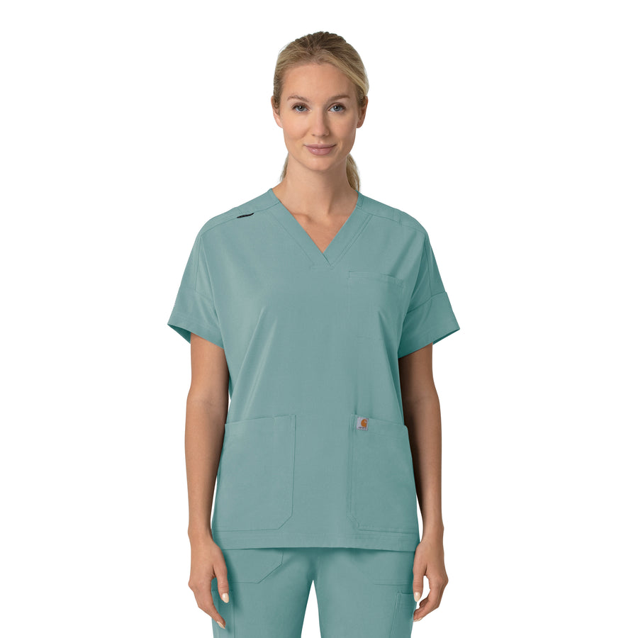 Force Cross-Flex Women's Oversized V-Neck Scrub Top Summer Blue