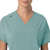 Force Cross-Flex Women's Oversized V-Neck Scrub Top Summer Blue front detail