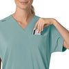 Force Cross-Flex Women's Oversized V-Neck Scrub Top Summer Blue hemline detail