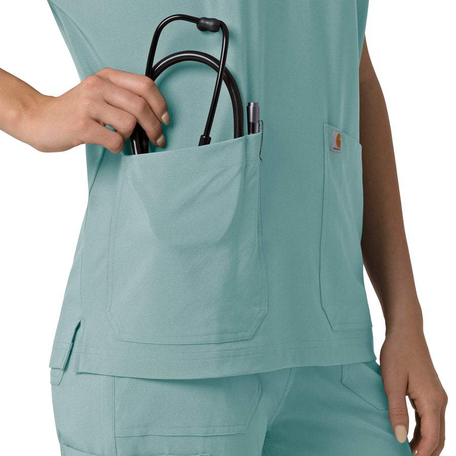 Force Cross-Flex Women's Oversized V-Neck Scrub Top Summer Blue back detail