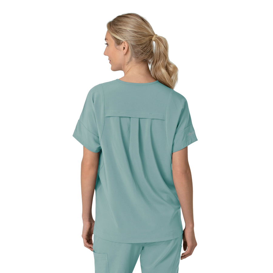 Force Cross-Flex Women's Oversized V-Neck Scrub Top Summer Blue back view