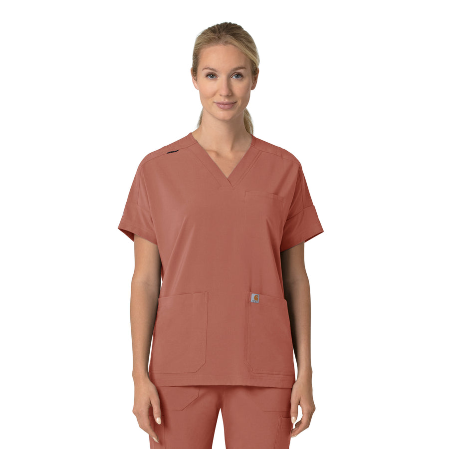 Force Cross-Flex Women's Oversized V-Neck Scrub Top Wildrose