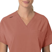 Force Cross-Flex Women's Oversized V-Neck Scrub Top Wildrose front detail