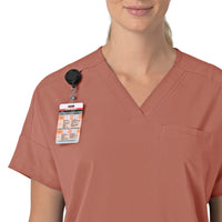 Force Cross-Flex Women's Oversized V-Neck Scrub Top Wildrose side detail 1