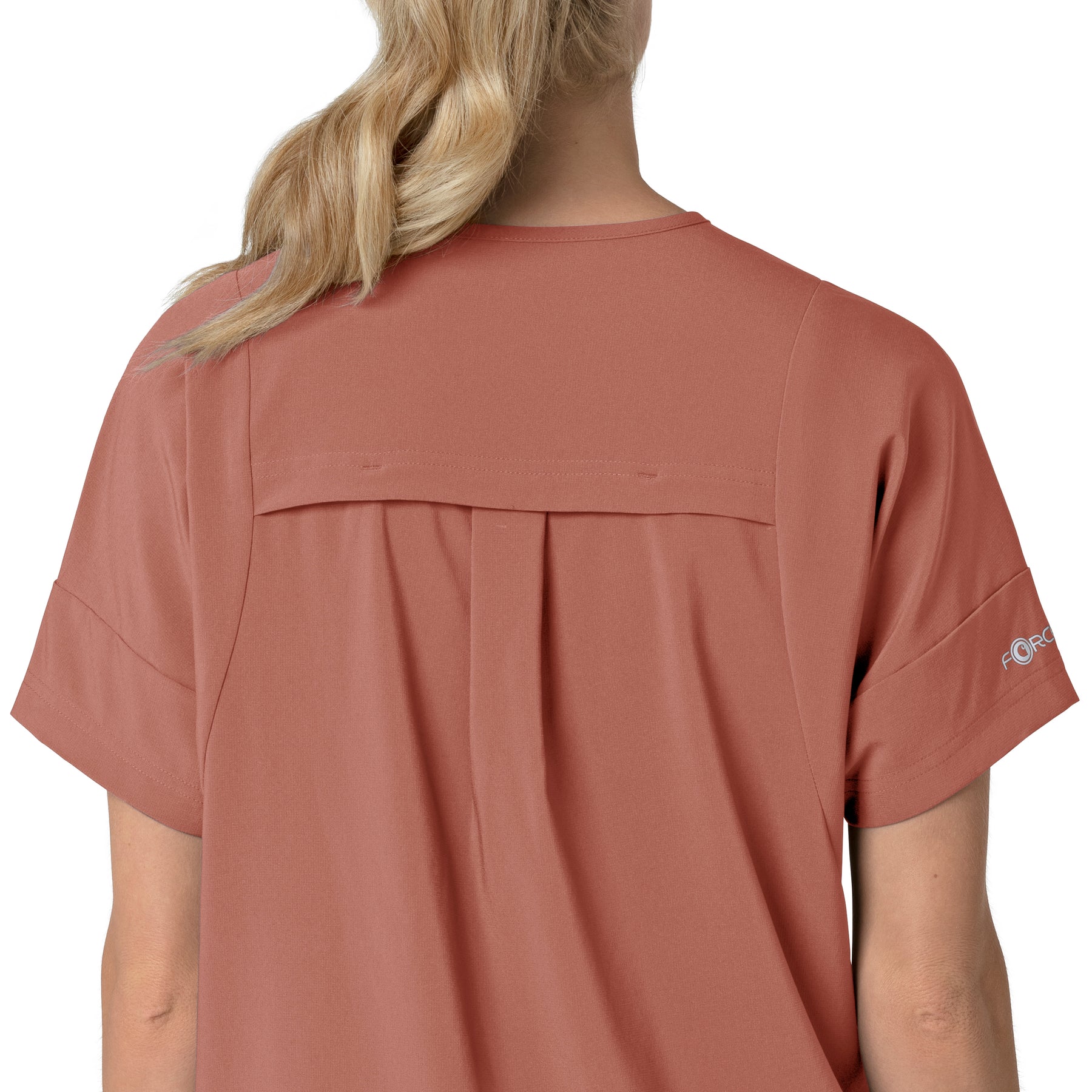 Force Cross-Flex Women's Oversized V-Neck Scrub Top Wildrose side detail 2