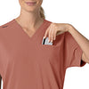 Force Cross-Flex Women's Oversized V-Neck Scrub Top Wildrose hemline detail
