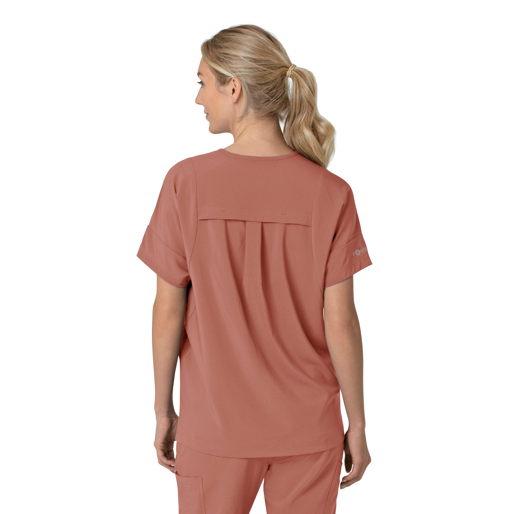 Force Cross-Flex Women's Oversized V-Neck Scrub Top Wildrose back view