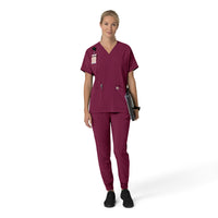 Force Cross-Flex Women's Oversized V-Neck Scrub Top Wine full scrub set