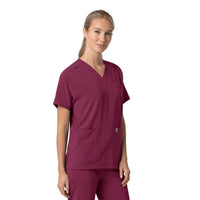 Force Cross-Flex Women's Oversized V-Neck Scrub Top Wine side view