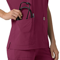 Force Cross-Flex Women's Oversized V-Neck Scrub Top Wine back detail