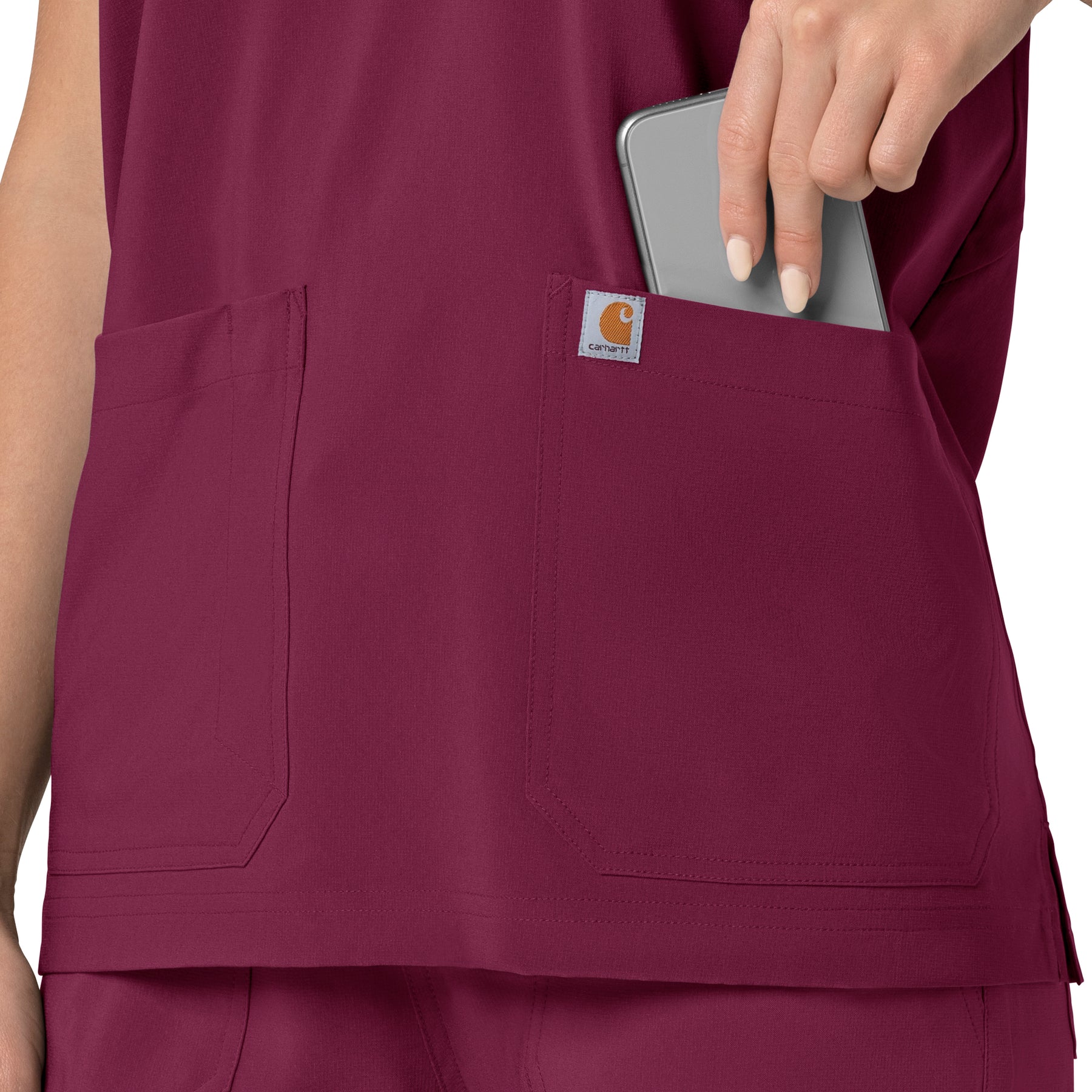 Carhartt Force Cross-Flex Women's Oversized V-Neck Scrub Top - Wine