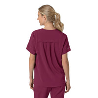 Force Cross-Flex Women's Oversized V-Neck Scrub Top Wine back view