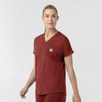 Force Cross-Flex Knit Women's V-Neck Scrub Top Amber Terrain side view