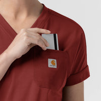 Force Cross-Flex Knit Women's V-Neck Scrub Top Amber Terrain side detail 2
