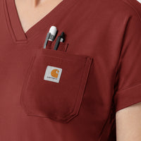 Force Cross-Flex Knit Women's V-Neck Scrub Top Amber Terrain hemline detail