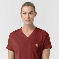 Carhartt Force Cross-Flex Knit Women's V-Neck Scrub Top - Amber Terrain