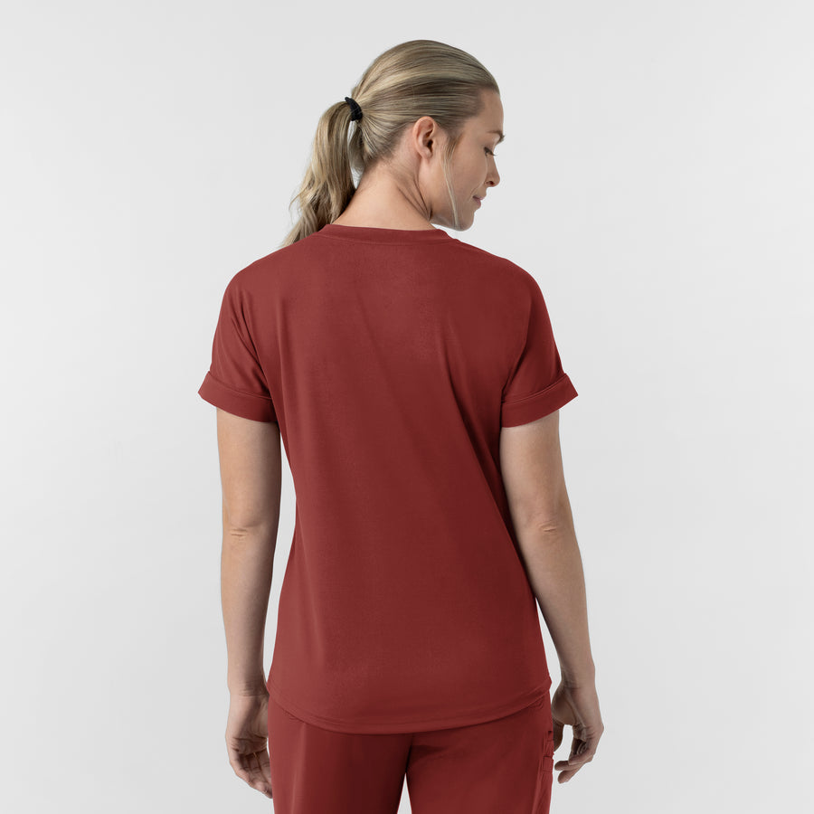Force Cross-Flex Knit Women's V-Neck Scrub Top Amber Terrain back view
