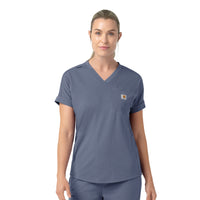 Carhartt Cross-Flex Knit Women's V-Neck Scrub Top - Approaching Storm