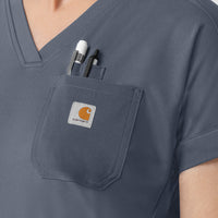 Cross-Flex Knits Knit Women's V-Neck Scrub Top Approaching Storm hemline detail