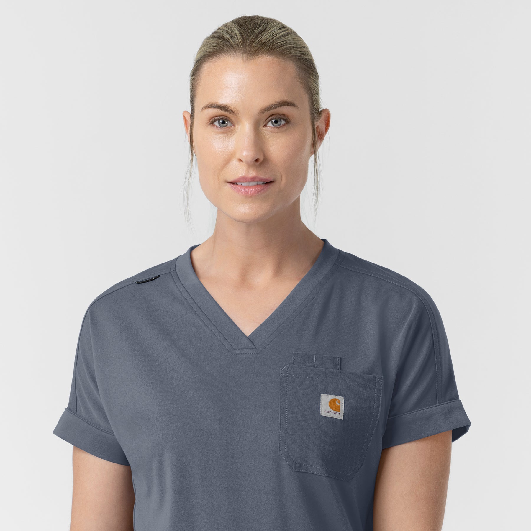 Carhartt Cross-Flex Knit Women's V-Neck Scrub Top - Approaching Storm