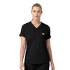 Force Cross-Flex Knit Women's V-Neck Scrub Top Black