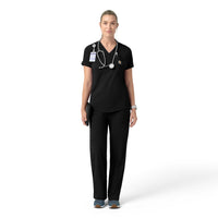 Force Cross-Flex Knit Women's V-Neck Scrub Top Black full scrub set