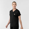 Force Cross-Flex Knit Women's V-Neck Scrub Top Black side view