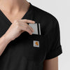 Force Cross-Flex Knit Women's V-Neck Scrub Top Black side detail 2