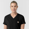 Carhartt Force Cross-Flex Knit Women's V-Neck Scrub Top - Black