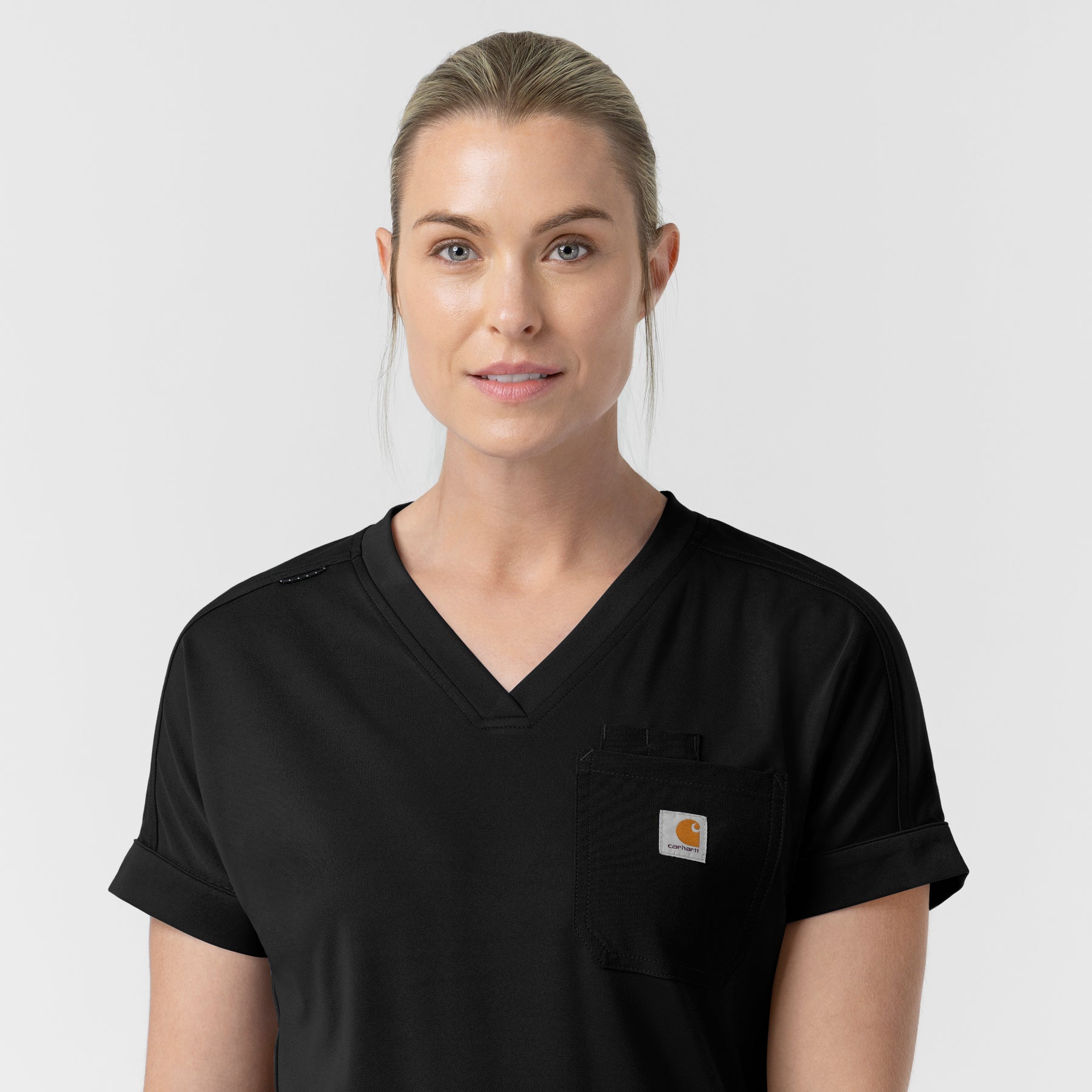 Carhartt Force Cross-Flex Knit Women's V-Neck Scrub Top - Black