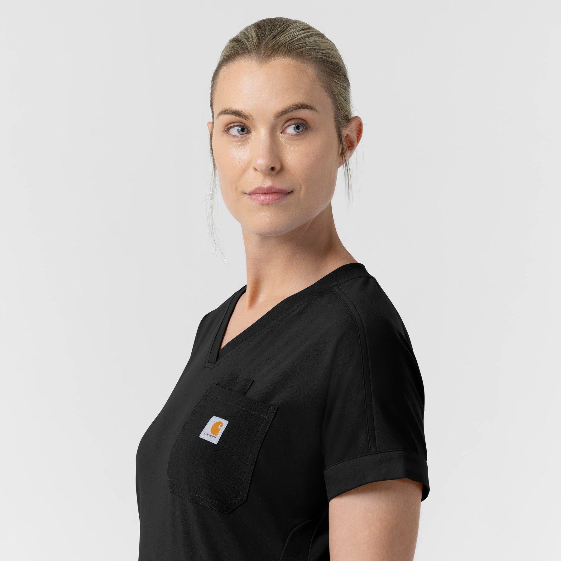 Carhartt Force Cross-Flex Knit Women's V-Neck Scrub Top - Black