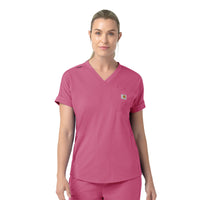 Force Cross-Flex Knit Women's V-Neck Scrub Top Electric Fuschia