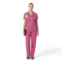 Force Cross-Flex Knit Women's V-Neck Scrub Top Electric Fuschia full scrub set