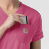 Force Cross-Flex Knit Women's V-Neck Scrub Top Electric Fuschia side detail 2