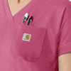 Force Cross-Flex Knit Women's V-Neck Scrub Top Electric Fuschia hemline detail