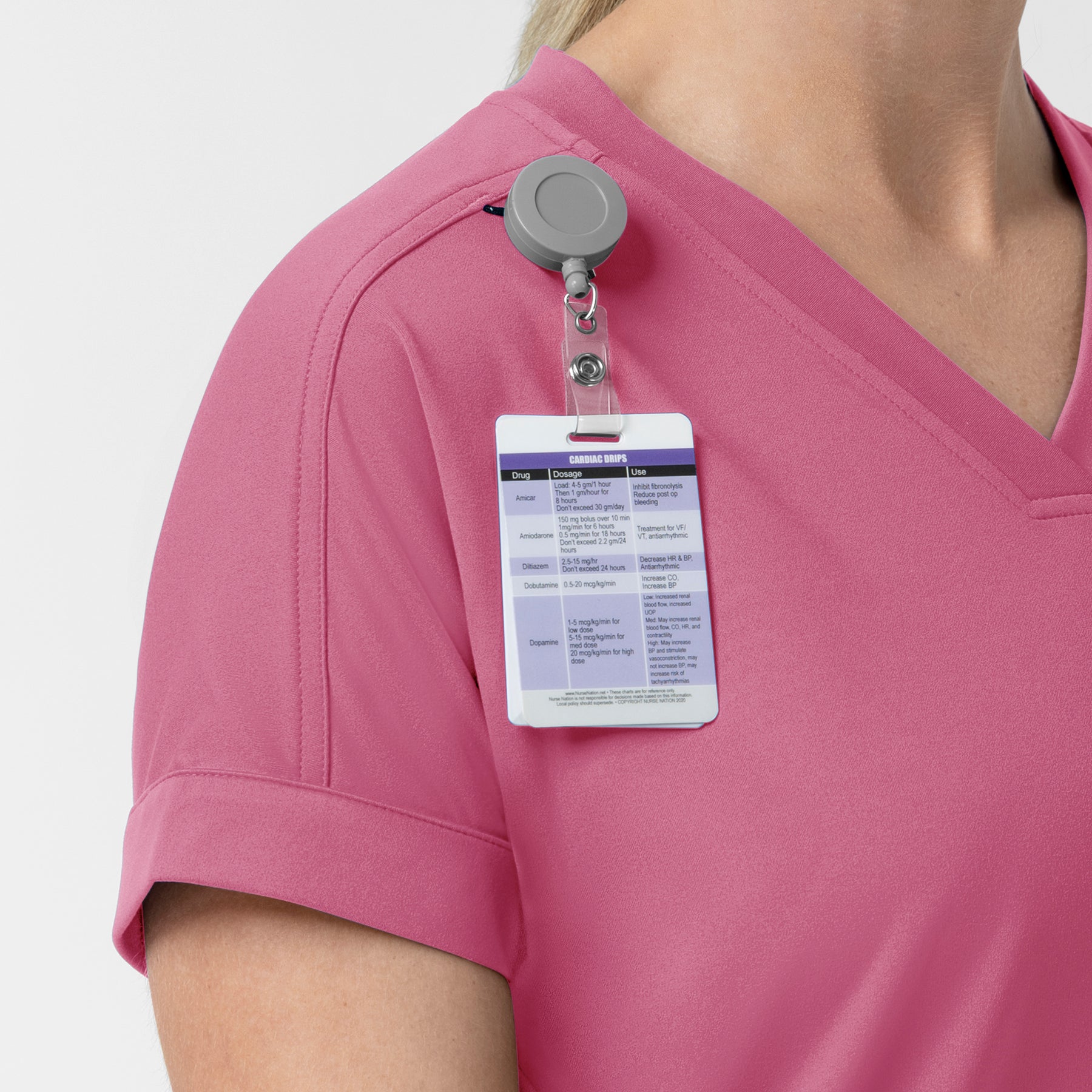 Force Cross-Flex Knit Women's V-Neck Scrub Top Electric Fuschia back detail