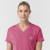Carhartt Force Cross-Flex Knit Women's V-Neck Scrub Top - Electric Fuschia