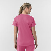 Force Cross-Flex Knit Women's V-Neck Scrub Top Electric Fuschia back view