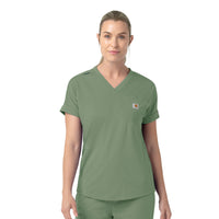 Force Cross-Flex Knit Women's V-Neck Scrub Top Green Slate