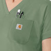 Force Cross-Flex Knit Women's V-Neck Scrub Top Green Slate hemline detail