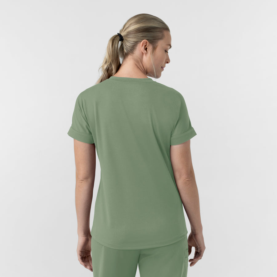Force Cross-Flex Knit Women's V-Neck Scrub Top Green Slate back view