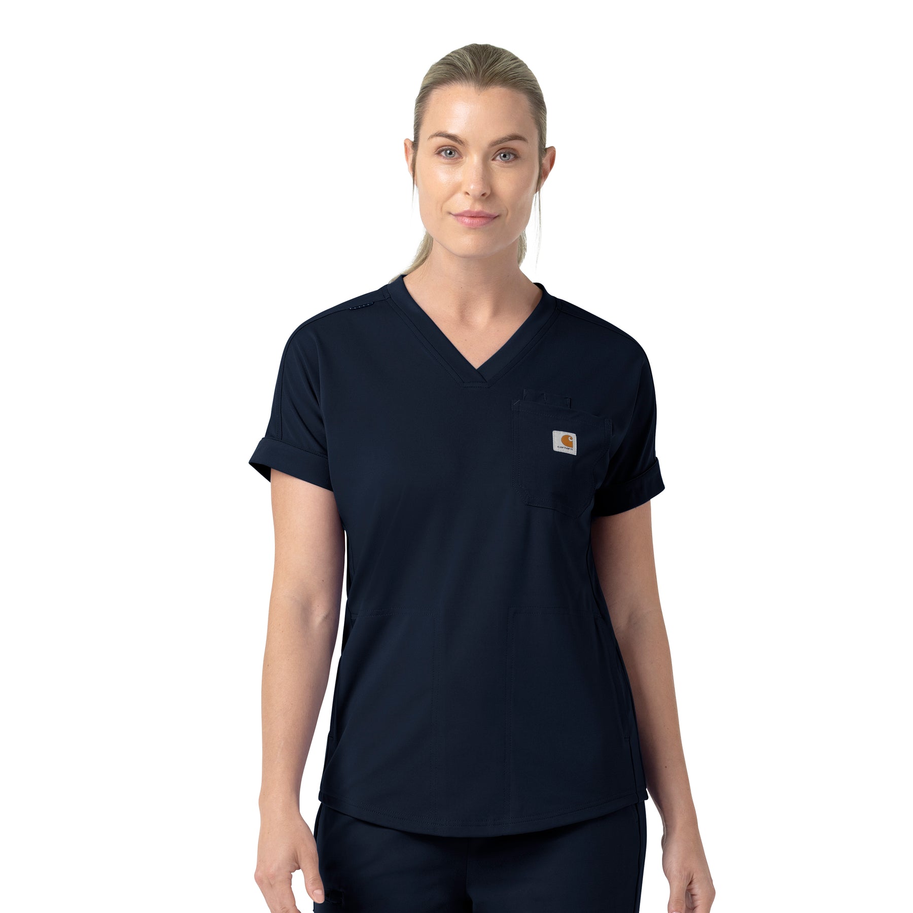 Force Cross-Flex Knit Women's V-Neck Scrub Top Navy