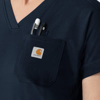 Force Cross-Flex Knit Women's V-Neck Scrub Top Navy hemline detail