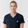 Carhartt Force Cross-Flex Knit Women's V-Neck Scrub Top - Navy