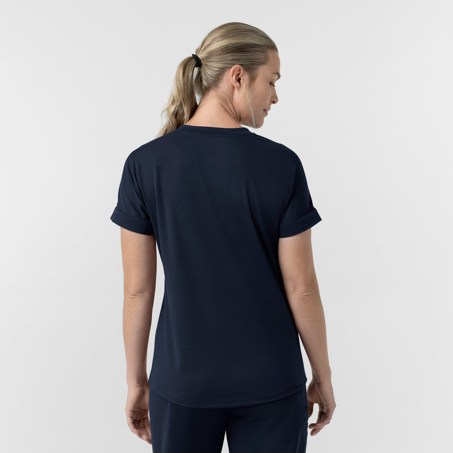 Force Cross-Flex Knit Women's V-Neck Scrub Top Navy back view